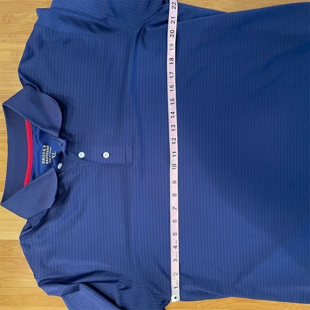 Brooks Brothers Men's XL Blue Striped Short Sleeve Polo Shirt Casual - Picture 3 of 7
